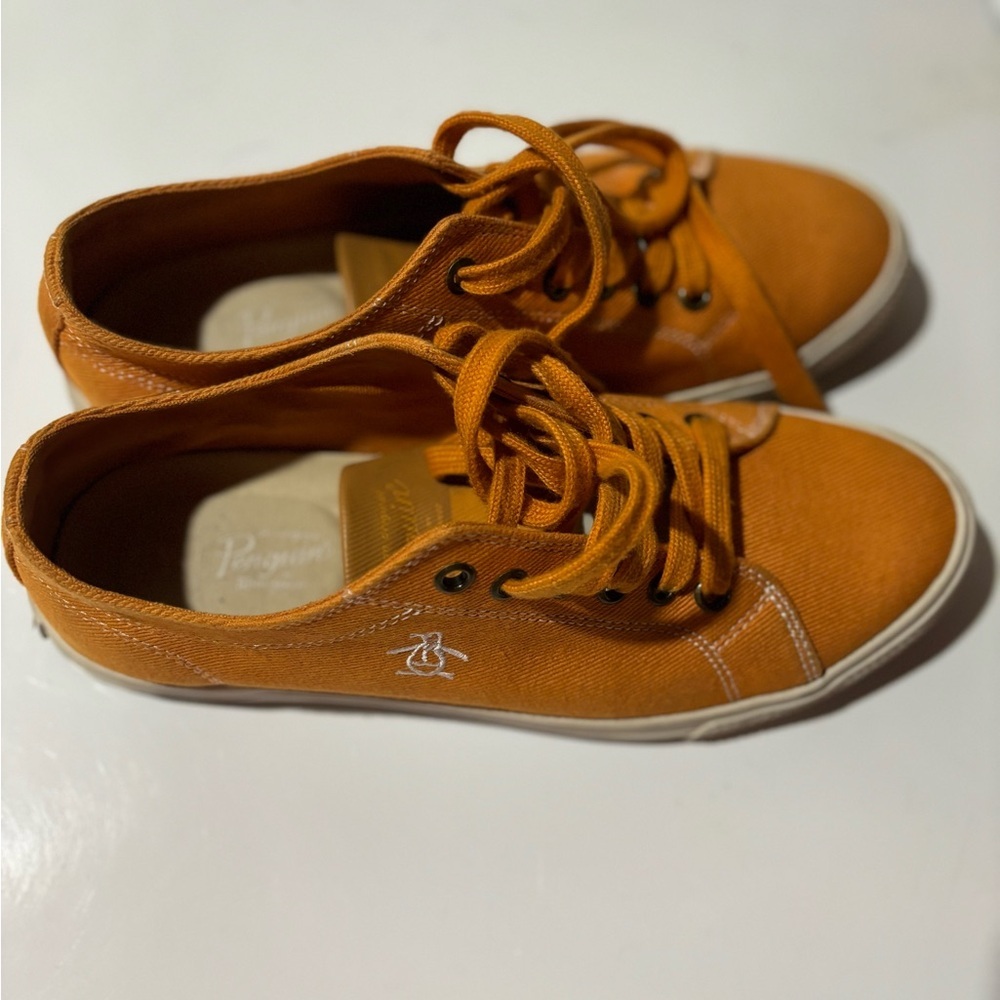 Original Penguin Mens Orange Sam Strip Lace Up Casual Sneaker sz 7.5 - Picture 4 of 6
